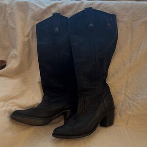 Frye Black Leather Heeled Boots